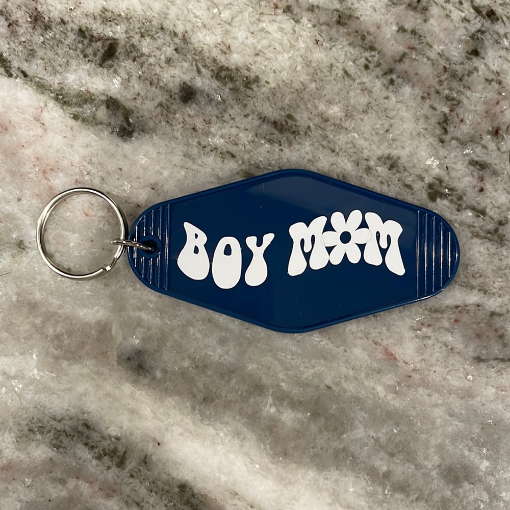 Boy Mom Keychain Blue